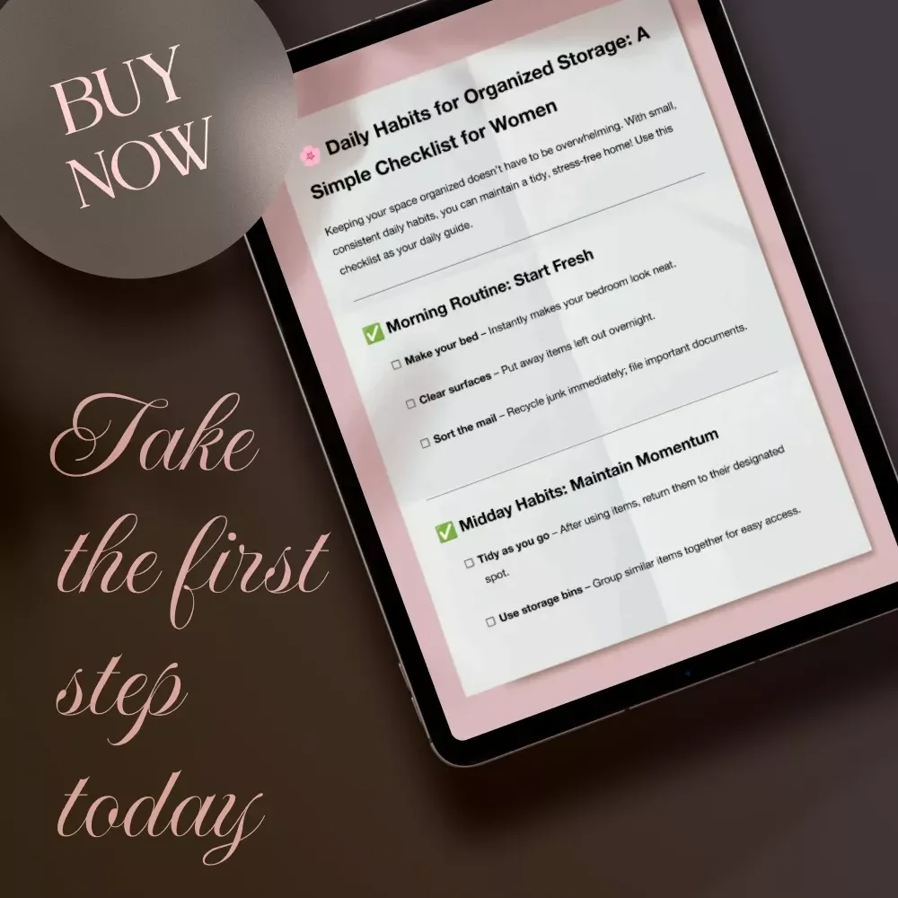 Daily Habits for Organized Storage: A Simple Checklist for Women - Digital Download Guide for Tidy Homes