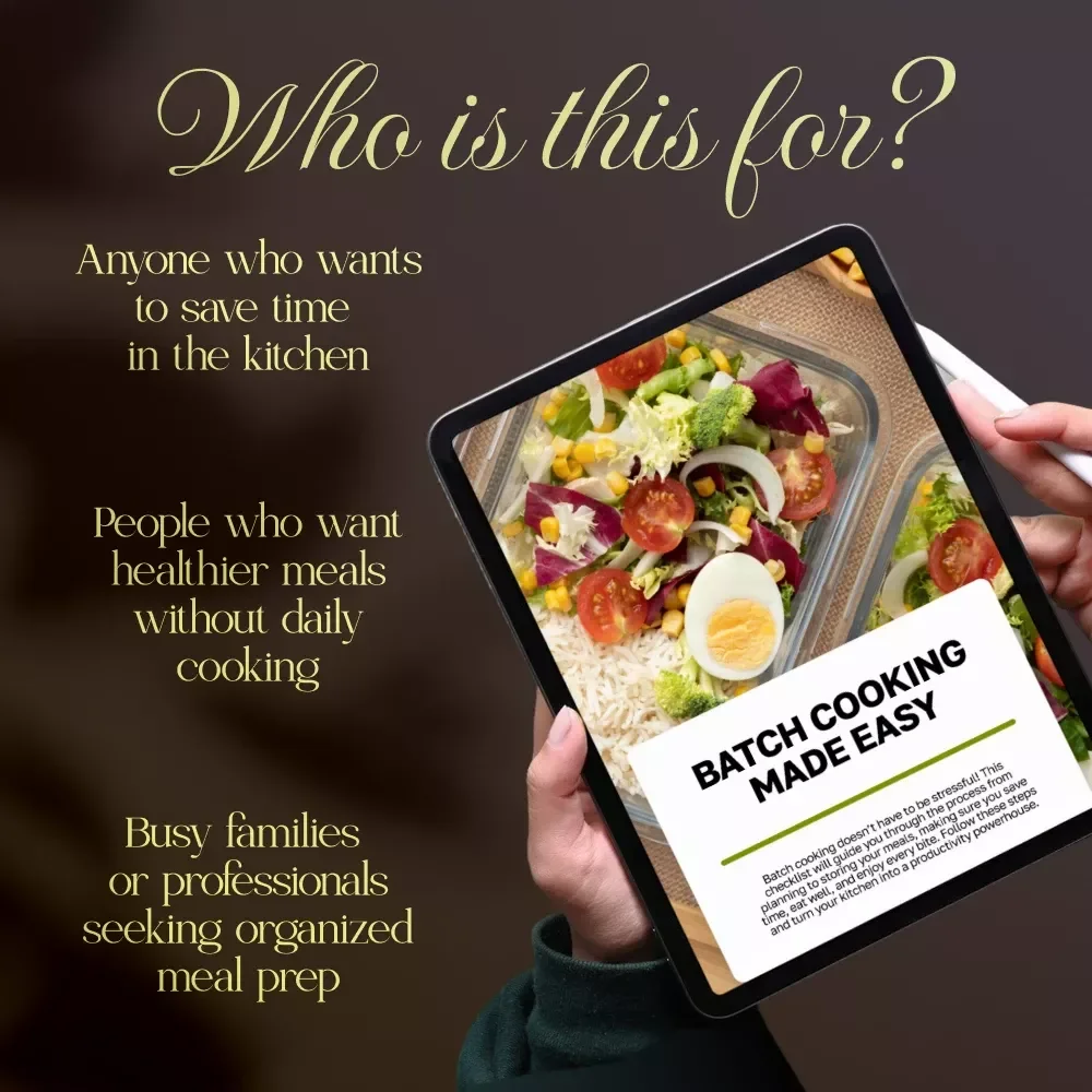 Batch Cooking Made Easy | Printable Kitchen Checklist | Step-by-Step Meal Prep Planner for Stress-Free Weekly Cooking