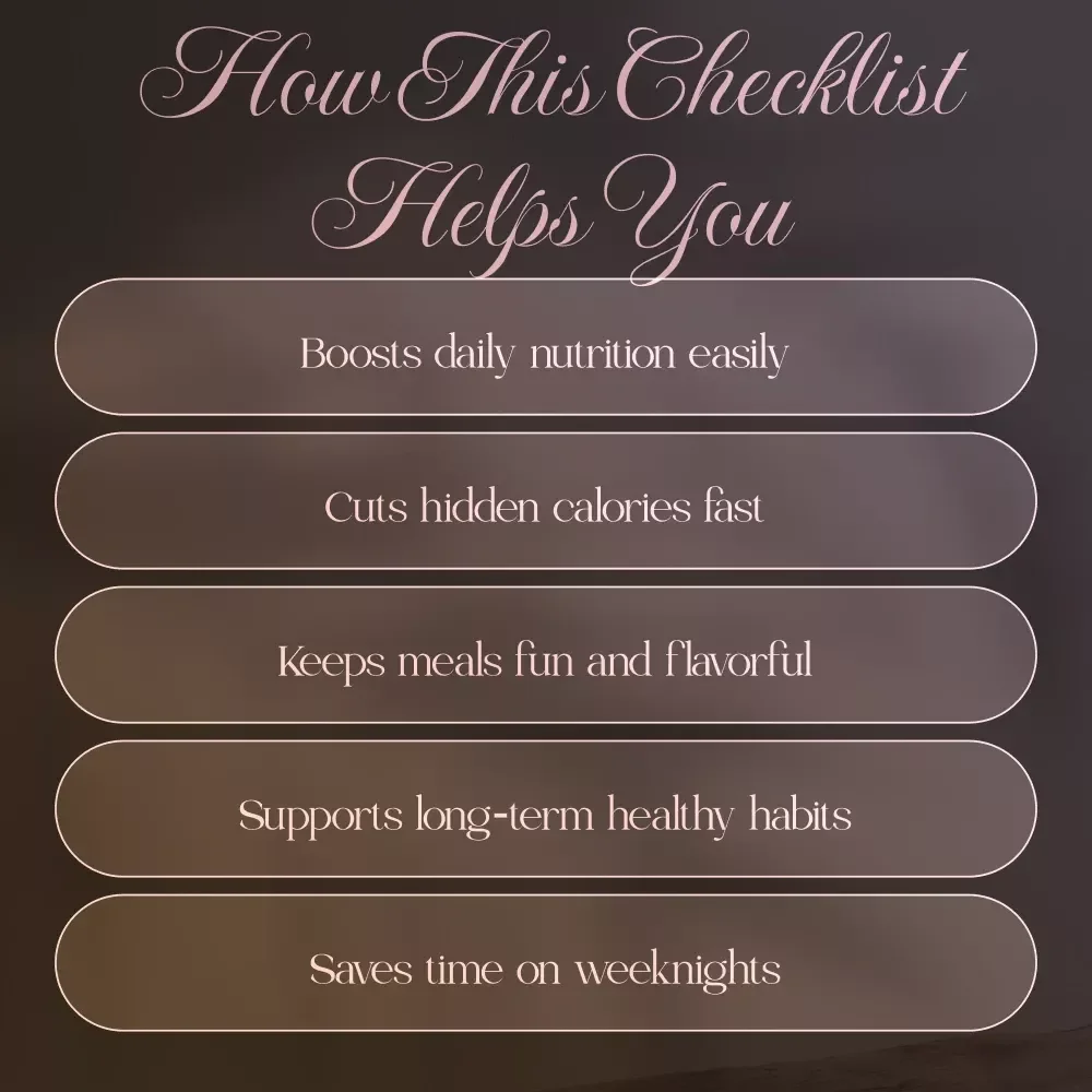 Smart & Simple Dinner Swaps Checklist | Easy Dinner Swaps for Health | Healthy Eating Printable Guide