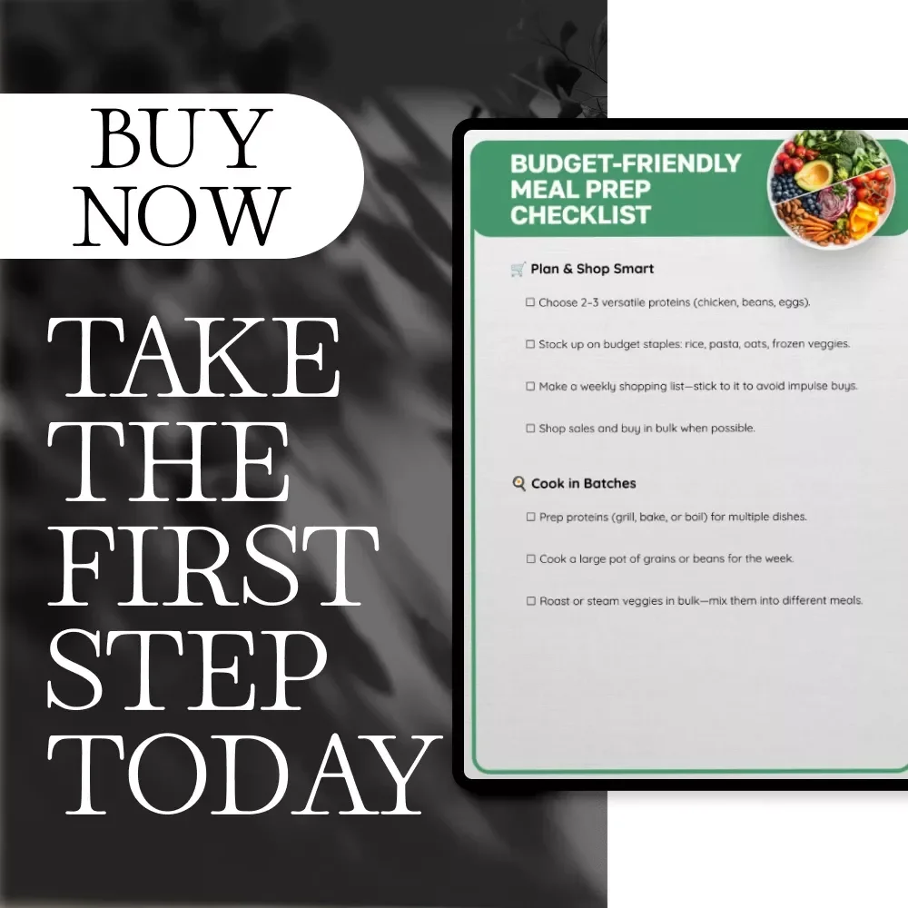 Budget-Friendly Meal Prep Checklist | Digital Download | Printable eBook for Weekly Meal Planning, Grocery Savings & Easy Batch Cooking