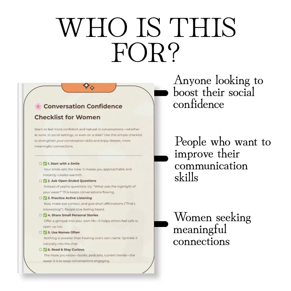 Conversation Confidence Checklist for Women - How to Boost Conversation Skills and Build Stronger Connections
