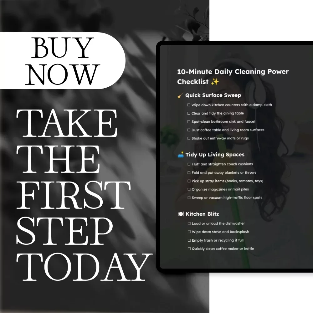 10-Minute Daily Cleaning Power Checklist | Simple 10-Minute Daily Cleaning Routines | Printable Digital Download for Quick Home Reset