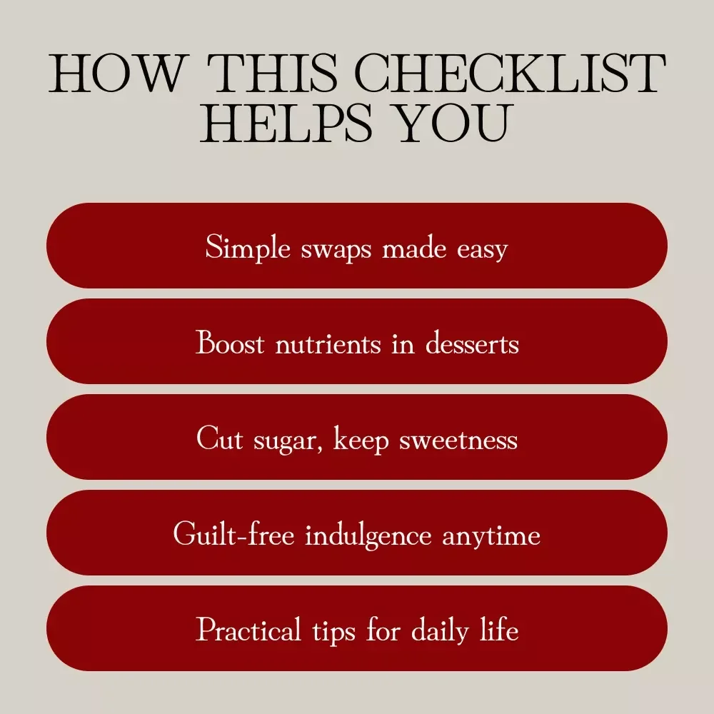 Your Go-To Checklist for Healthy Dessert Swaps | Printable Digital Download | Healthy Dessert Swaps Guide for Guilt-Free Sweets