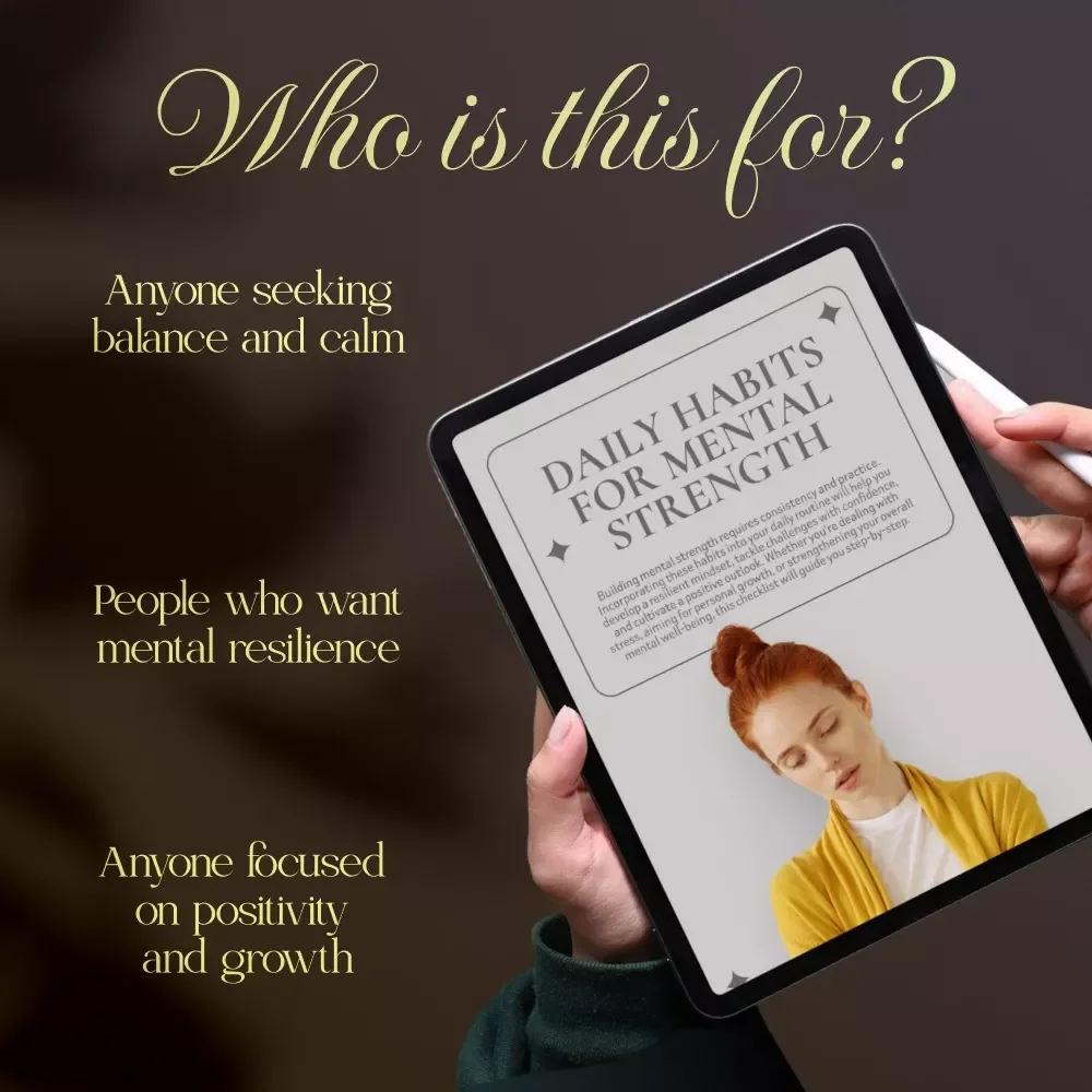 Daily Habits for Mental Strength Checklist | Printable Self-Improvement Digital Download