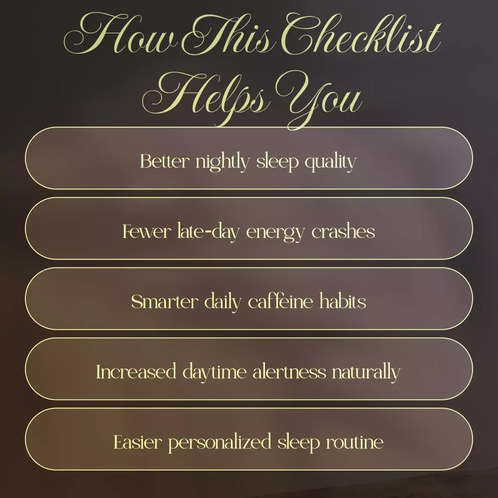 Caffeine & Sleep Timing Checklist | Digital Download Guide for Better Sleep Habits, Improve Energy Levels, and Master Your Caffeine Sleep Timing