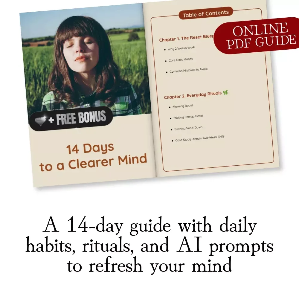 14 Days to a Clearer Mind | 2-Week Mental Wellness Reset Digital Guide for Daily Rituals, AI Prompts & Long-Term Balance