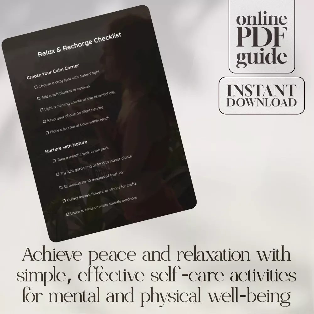 Relax & Recharge Checklist - Digital Download for Mindful Self-Care and Stress Relief