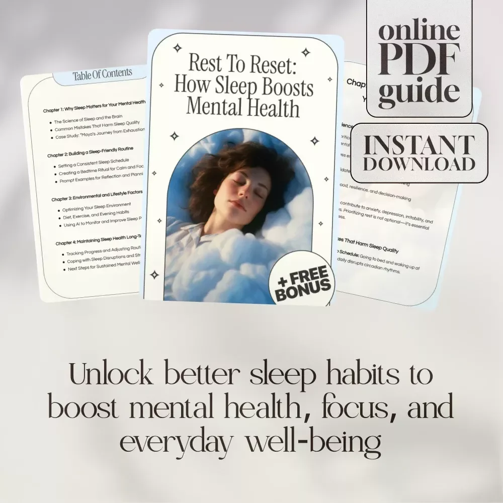 Rest to Reset: How Sleep Boosts Mental Health | Digital eBook Guide for Better Sleep, Stress Relief, and Mental Wellness | Sleep Routine, Checklist & Lifestyle Tips Download