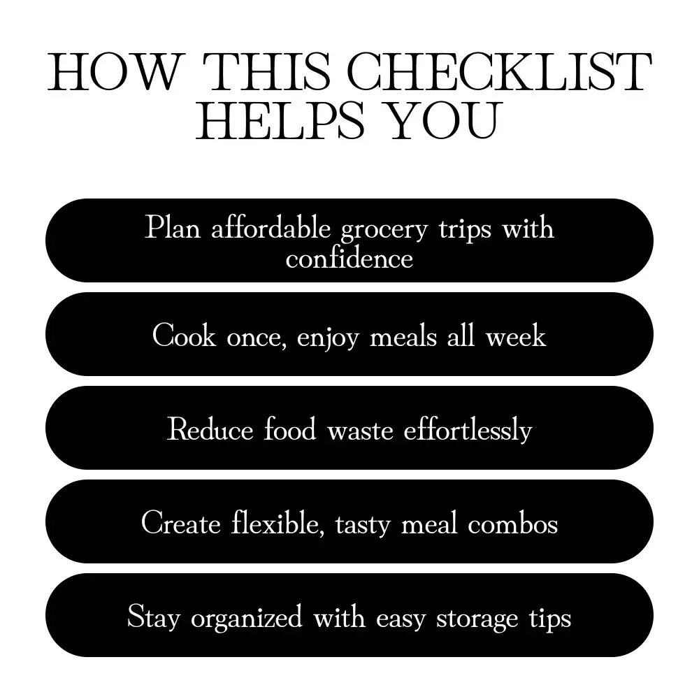 Budget-Friendly Meal Prep Checklist | Digital Download | Printable eBook for Weekly Meal Planning, Grocery Savings & Easy Batch Cooking