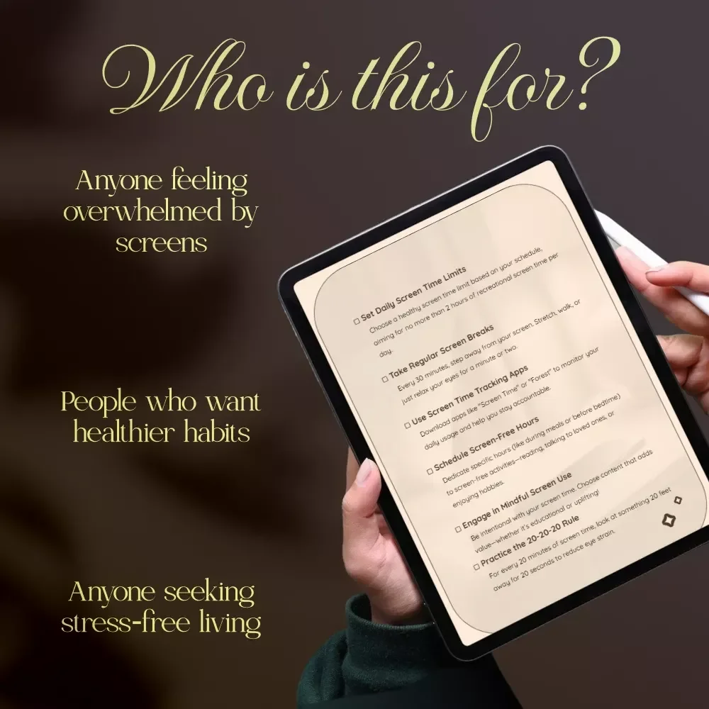 Screen Time Detox for Stress-Free Living | Digital Checklist to Set Daily Screen Time Limits to Reduce Stress