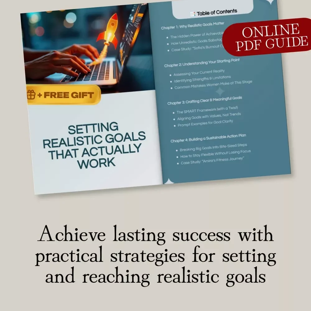 Setting Realistic Goals That Actually Work | Goal Setting eBook for Women | Digital Download Guide for Personal Growth, Productivity & Motivation