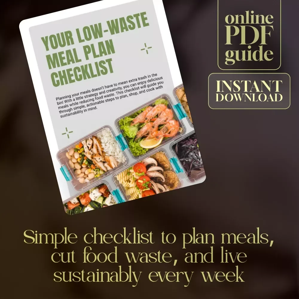 Your Low-Waste Meal Plan Checklist | Digital Download for Sustainable Living, Zero-Waste Kitchen & Weekly Meal Planning