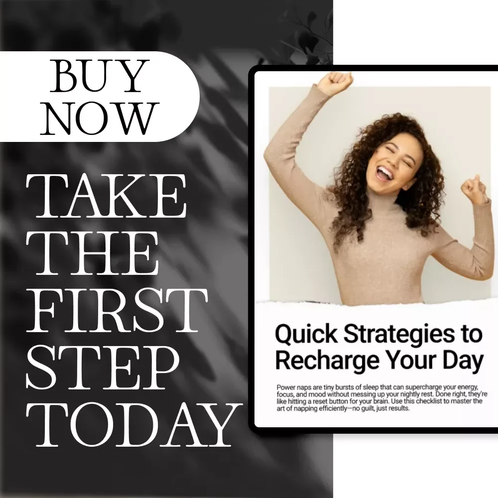 Quick Strategies to Recharge Your Day Checklist | Digital Download Self-Care Guide for Energy Boost, Power Nap Tips, Stress Relief & Productivity