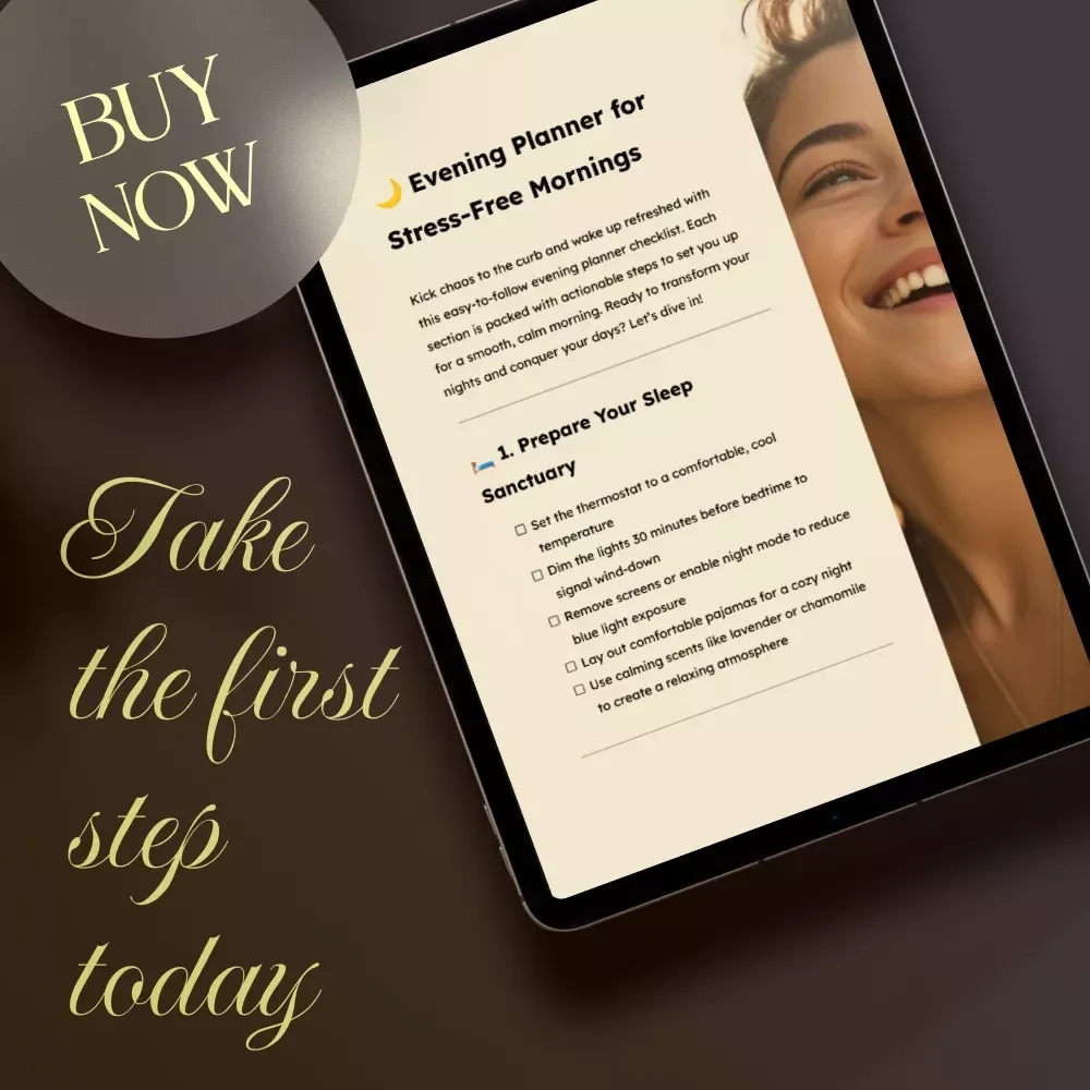 Evening Planner for Stress-Free Mornings | Digital Download Checklist for Better Sleep, Organized Days & Calm Routines