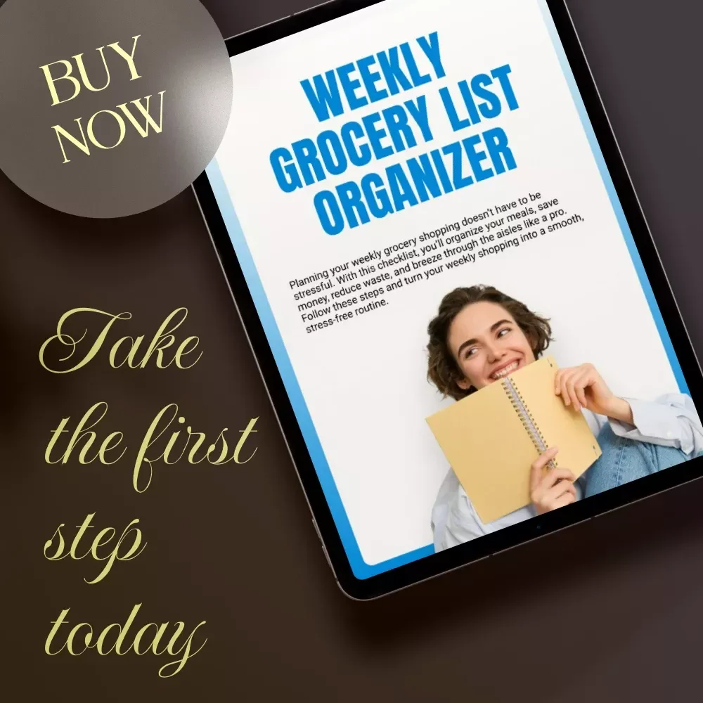 Weekly Grocery List Organizer | Printable Meal Planning Checklist for Stress-Free Shopping | Digital Download PDF