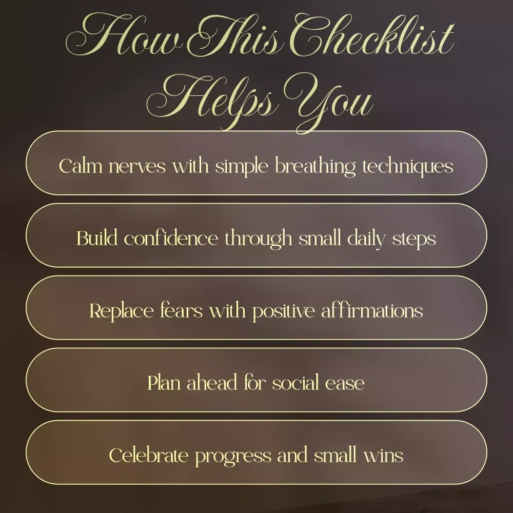 Calm in the Crowd: A Social Anxiety Coping Checklist | Printable Digital Download Guide for Anxiety Relief, Mindfulness, and Confidence in Social Situations