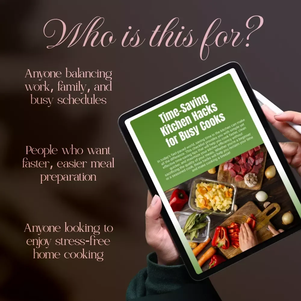 Time-Saving Kitchen Hacks for Busy Cooks | Printable Digital Checklist for Meal Prep, Cooking Shortcuts, and Kitchen Organization