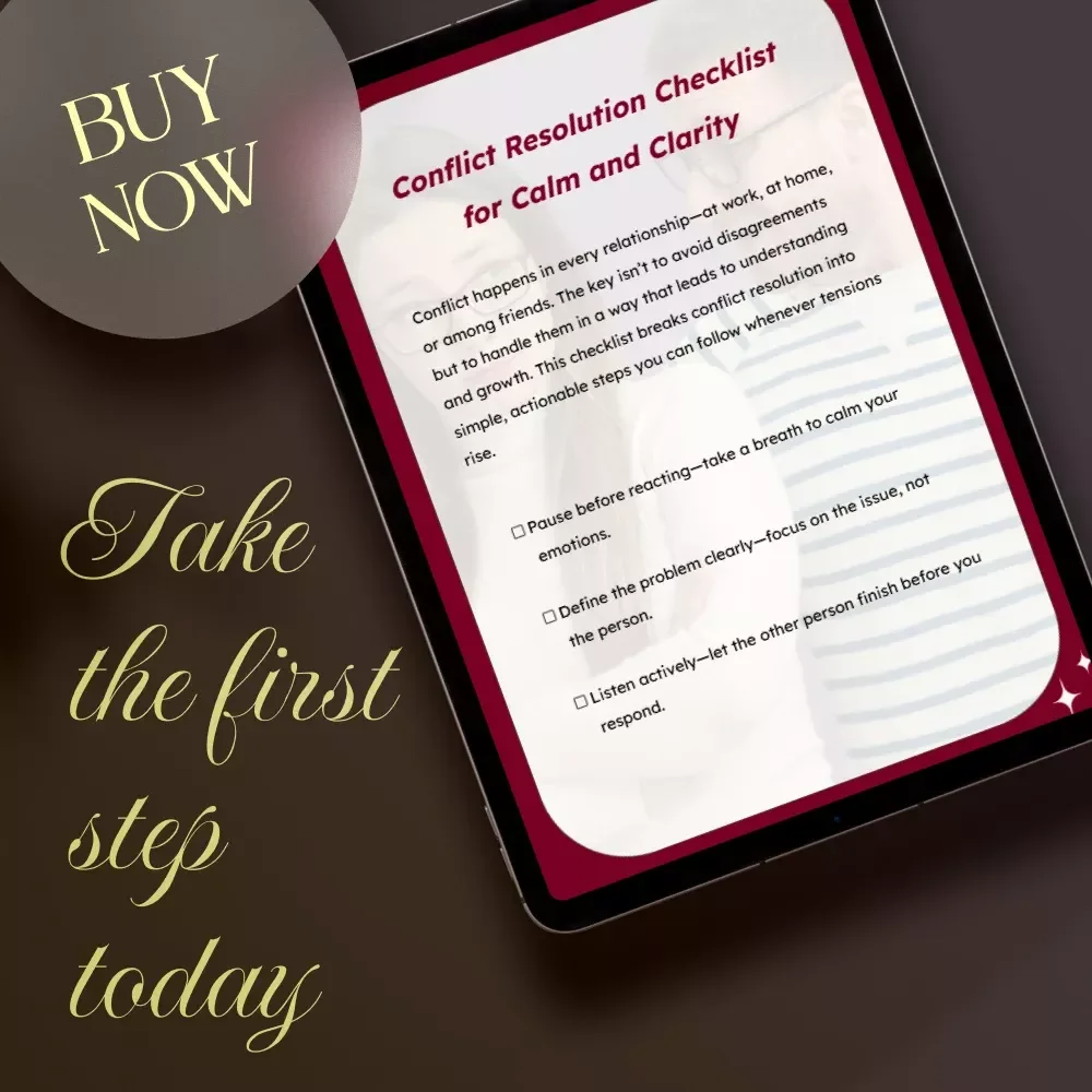 Conflict Resolution Checklist for Calm and Clarity | Digital Download Guide with Steps to Resolve Conflict, Printable eBook, Peaceful Communication Resource