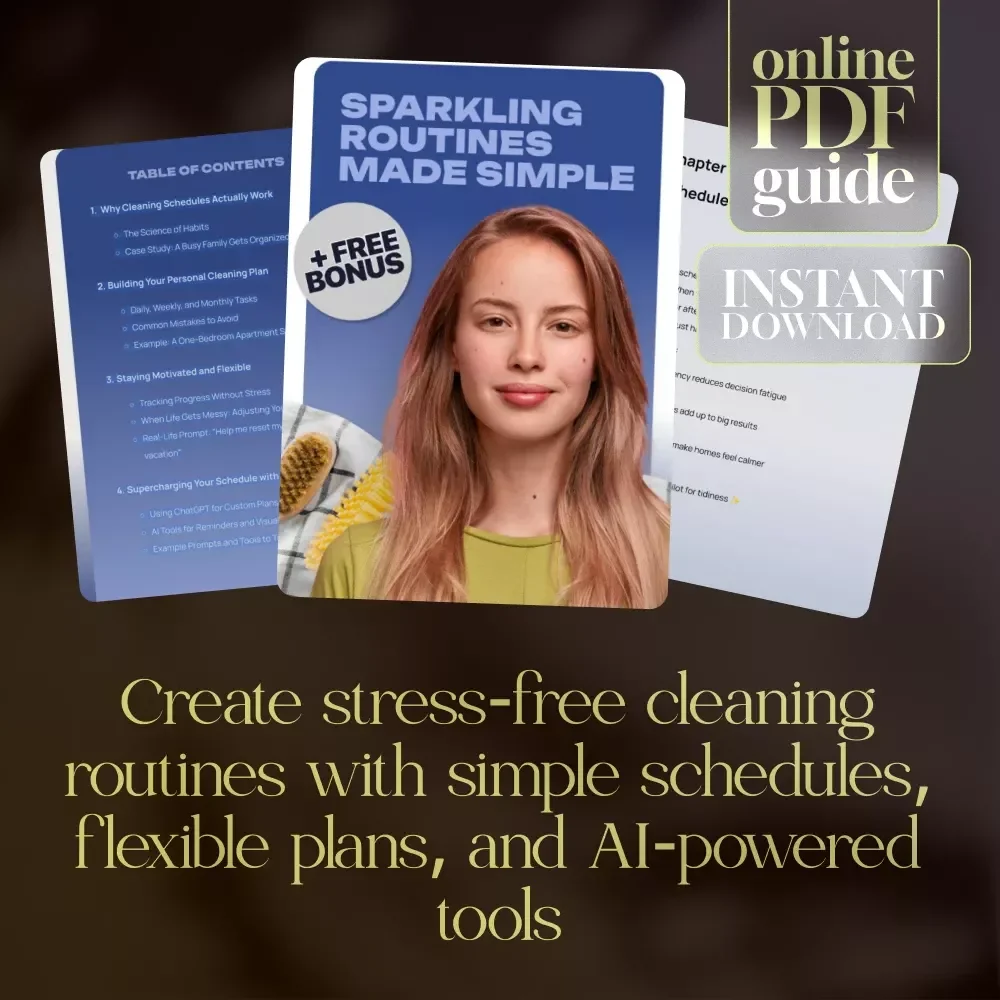 Sparkling Routines Made Simple | Cleaning Schedule Guide, Printable eBook, Digital Download for Home Organization, Habit Tracking, and AI Cleaning Tools