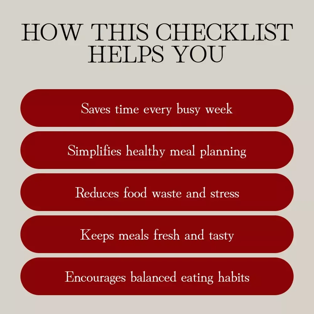 Prep Smart, Eat Well | 5-Minute Weekly Meal Prep Checklist for Effortless Healthy Eating, Time-Saving Meal Planning & Stress-Free Batch Cooking