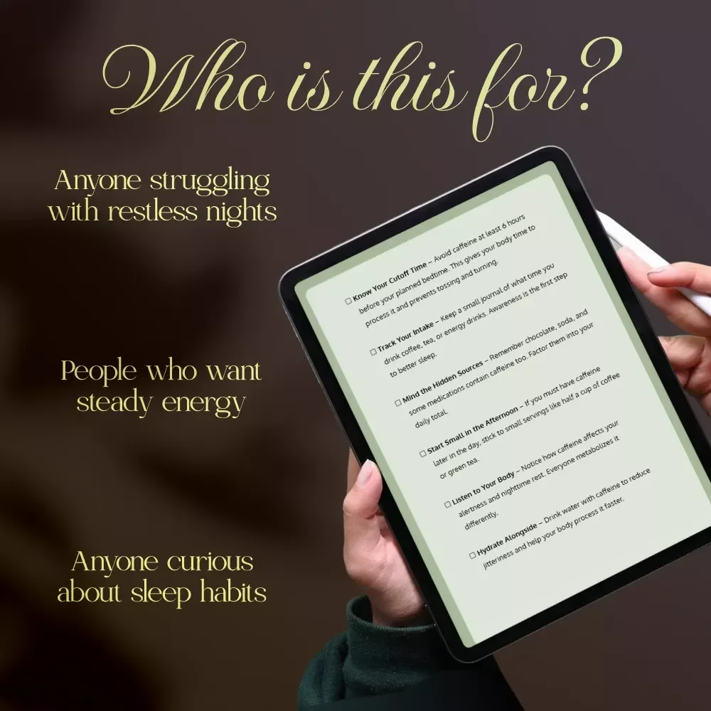 Caffeine & Sleep Timing Checklist | Digital Download Guide for Better Sleep Habits, Improve Energy Levels, and Master Your Caffeine Sleep Timing