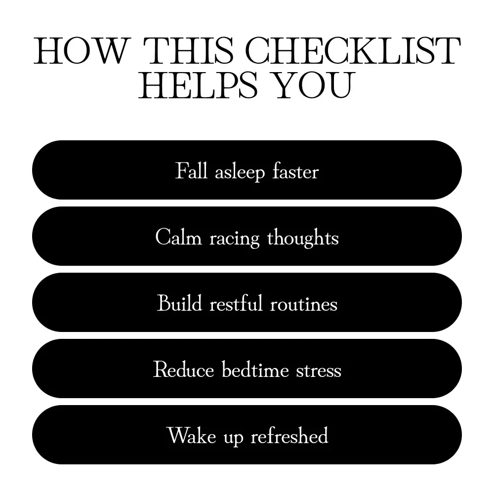 Stress-Busting Checklist for a Restful Night | Digital Download for Stress Reduction for Sleep, Relaxation, and Better Bedtime Routine