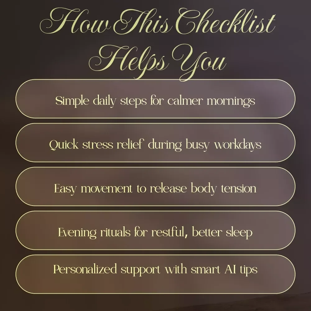 Calm & Collected: Stress Relief Checklist | Digital Download Stress Management Guide, Mindfulness Routine, Self-Care & Relaxation eBook