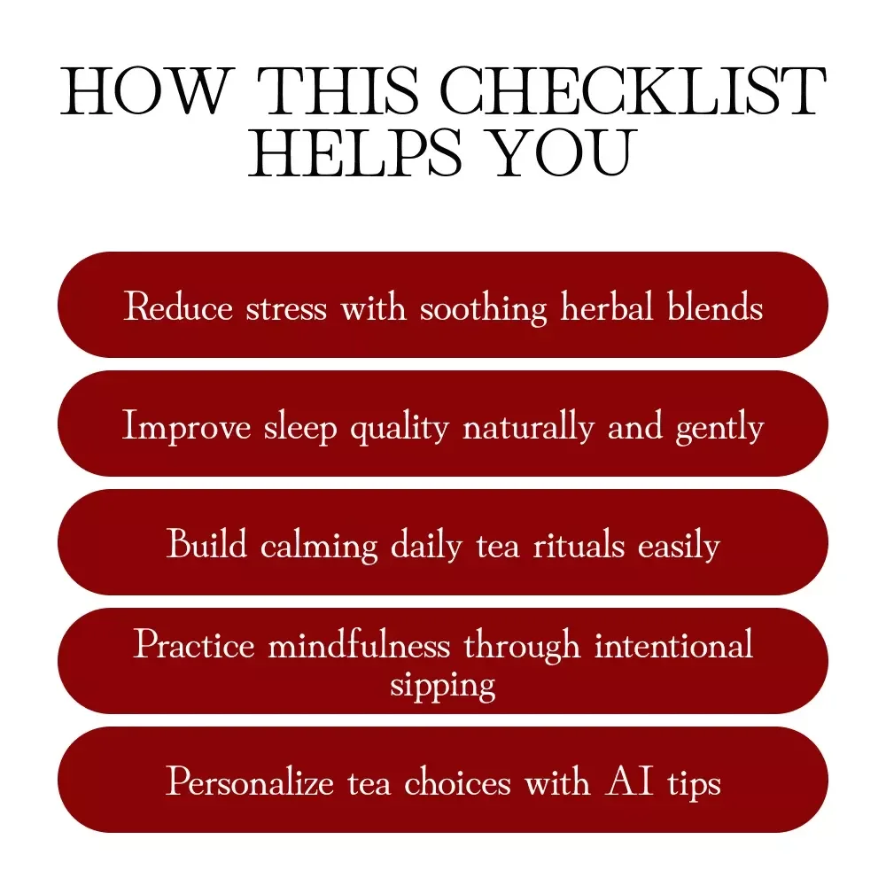 Sip & Soothe: A Relaxation Herbal Tea Checklist | Digital Download Guide for Mindful Tea Rituals, Stress Relief, and Better Sleep