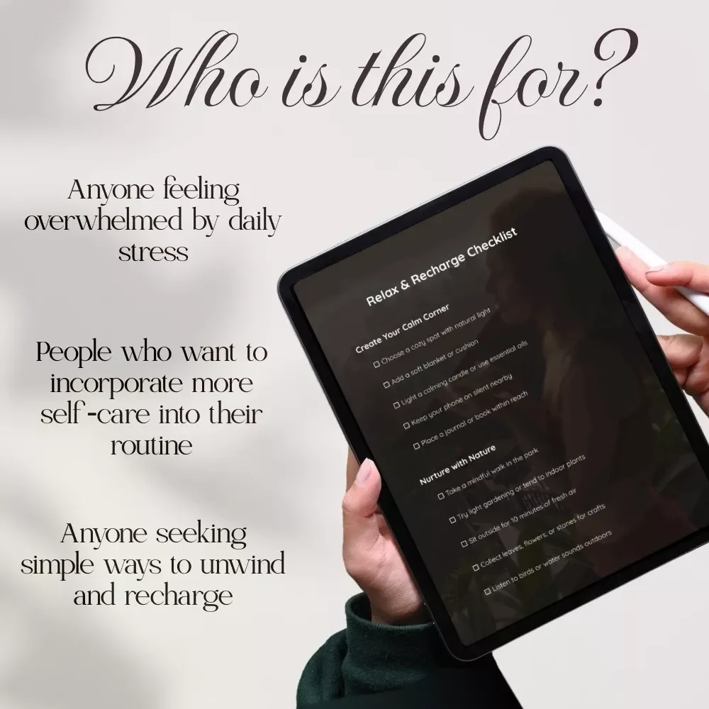 Relax & Recharge Checklist - Digital Download for Mindful Self-Care and Stress Relief