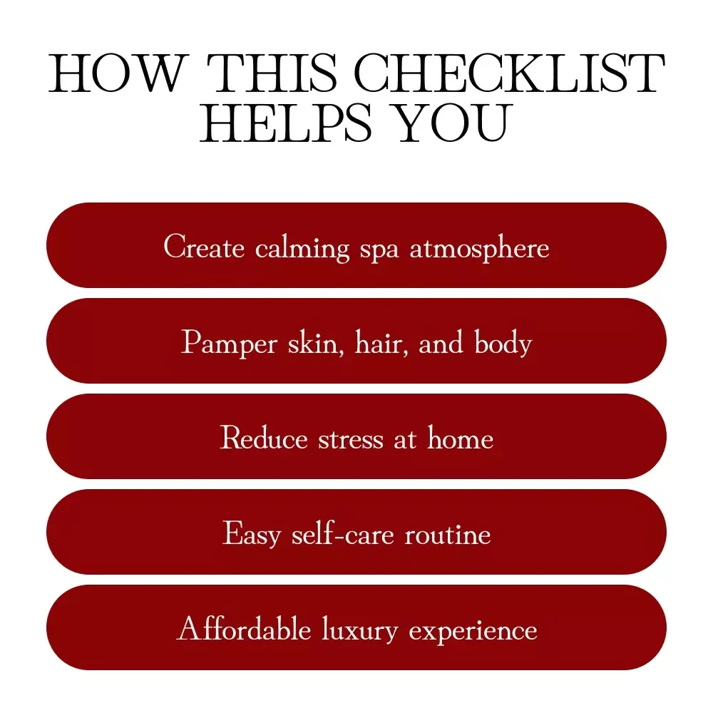 At-Home Spa Retreat Checklist – Ultimate Digital Guide, Relaxation eBook, Self-Care Routine, Bath & Beauty Checklist for Pampering, Stress Relief & Home Spa Day