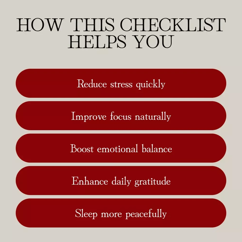 Daily Mindfulness Checklist for a Clearer Mind | Digital Download | Printable Daily Mindfulness Practices for Stress Relief, Clarity & Focus