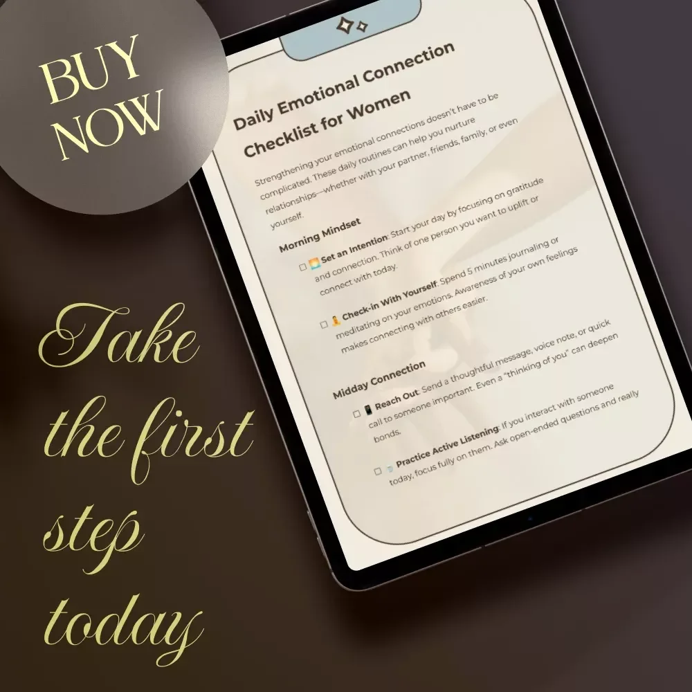 Daily Emotional Connection Checklist for Women | Digital Download Self-Care Guide | Printable Routines for Emotional Connection, Mindfulness & Relationships