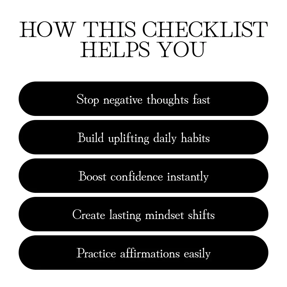 Positive Self-Talk Habit Checklist | Digital Download Guide | Self Love, Mindset Growth, Daily Affirmations, Mental Health Printable