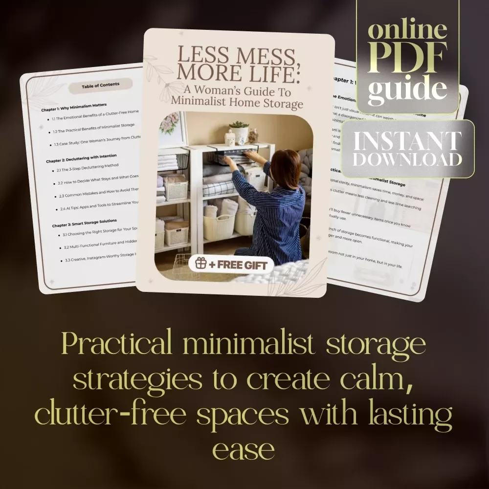 Less Mess, More Life: A Woman’s Guide to Minimalist Home Storage | Digital Guide for Decluttering & Minimalist Home Storage Routine