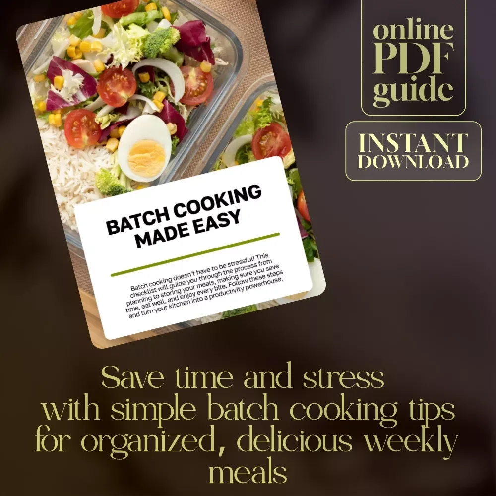 Batch Cooking Made Easy | Printable Kitchen Checklist | Step-by-Step Meal Prep Planner for Stress-Free Weekly Cooking
