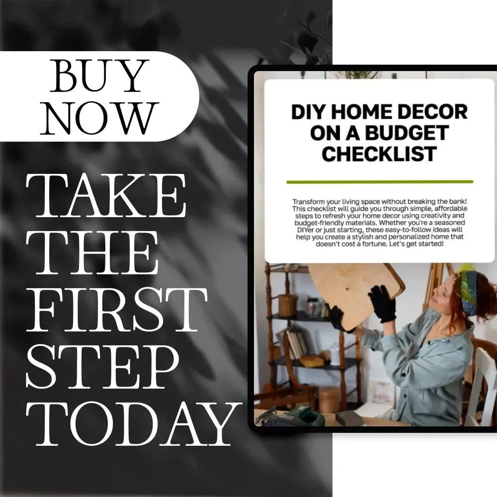 DIY Home Decor on a Budget Checklist | Affordable Decorating Ideas | Printable Digital Download Guide for Easy Home Makeover