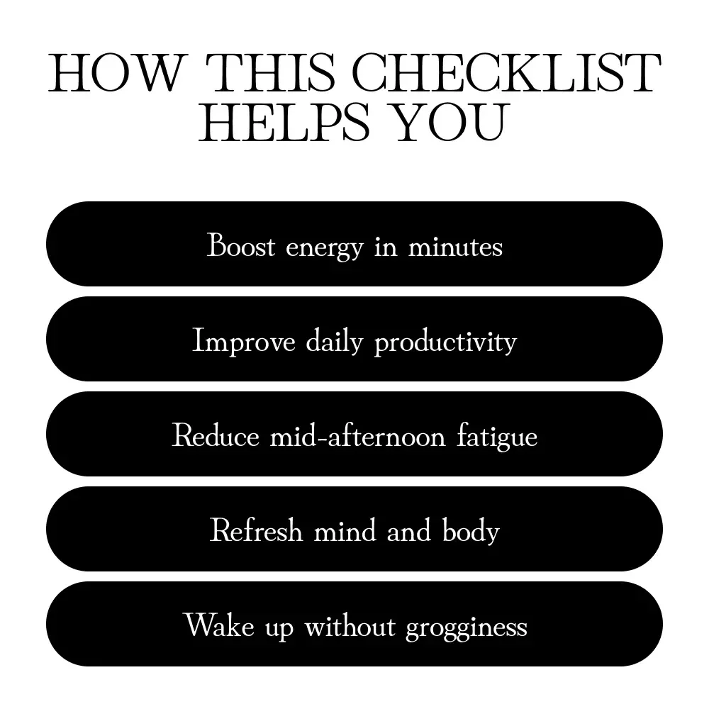 Quick Strategies to Recharge Your Day Checklist | Digital Download Self-Care Guide for Energy Boost, Power Nap Tips, Stress Relief & Productivity