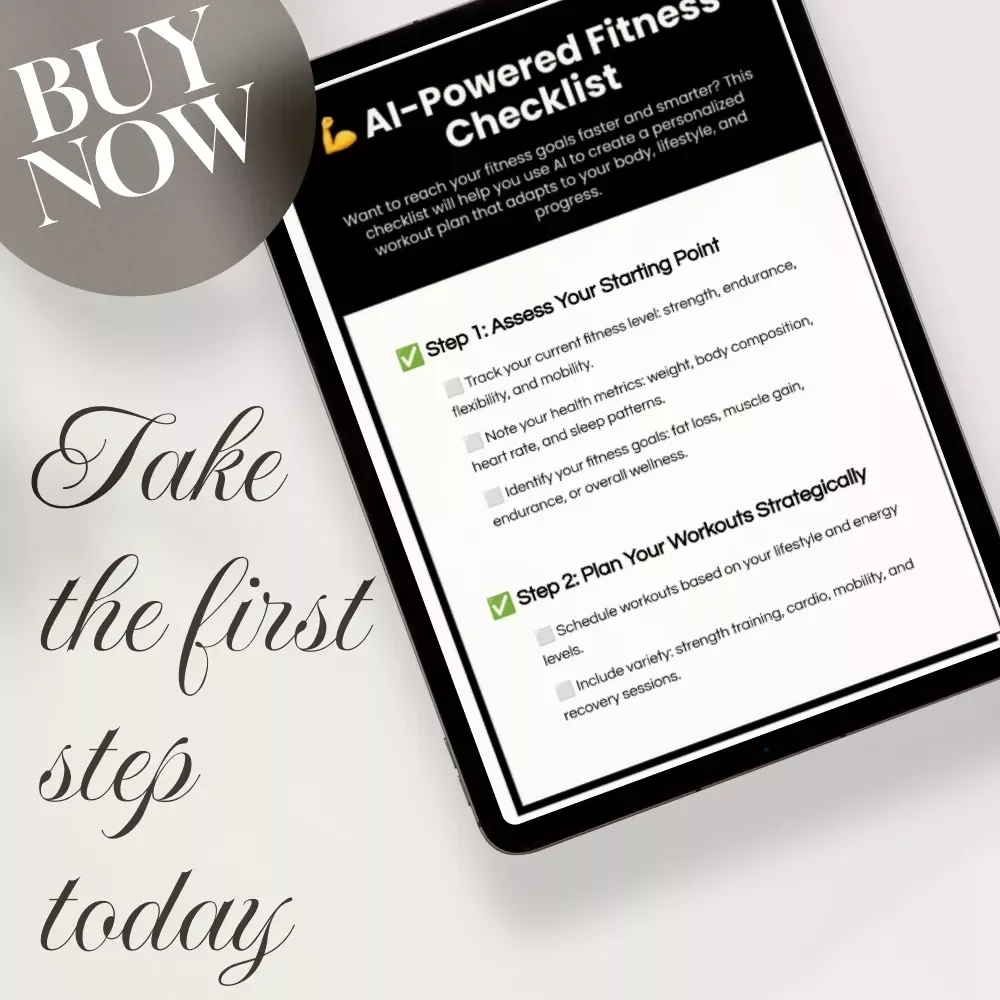 AI-Powered Fitness Checklist | Digital Download Guide, eBook & Printable for Workout Planning, Weight Loss, Muscle Gain & Wellness Goals