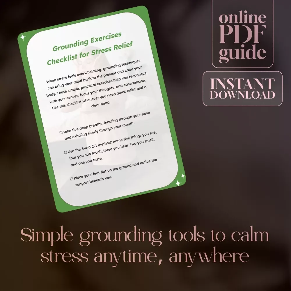 Grounding Exercises Checklist for Stress Relief | Digital Download Anxiety Coping Tools, Printable Mindfulness eBook, Relaxation Techniques PDF