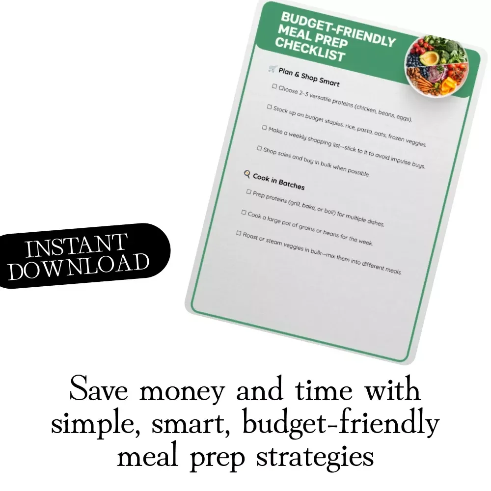 Budget-Friendly Meal Prep Checklist | Digital Download | Printable eBook for Weekly Meal Planning, Grocery Savings & Easy Batch Cooking