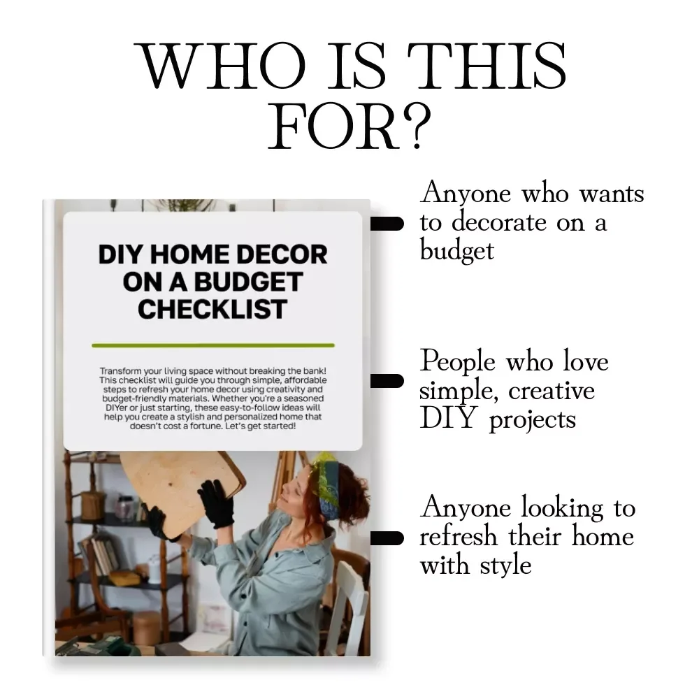DIY Home Decor on a Budget Checklist | Affordable Decorating Ideas | Printable Digital Download Guide for Easy Home Makeover