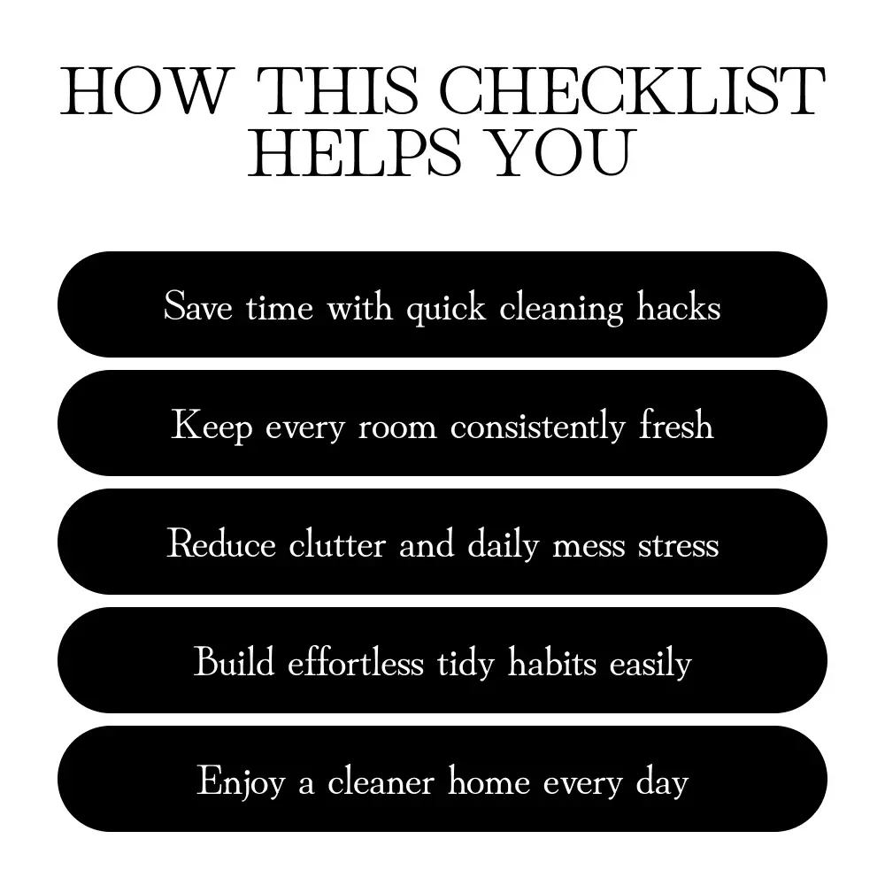 10-Minute Daily Cleaning Power Checklist | Simple 10-Minute Daily Cleaning Routines | Printable Digital Download for Quick Home Reset