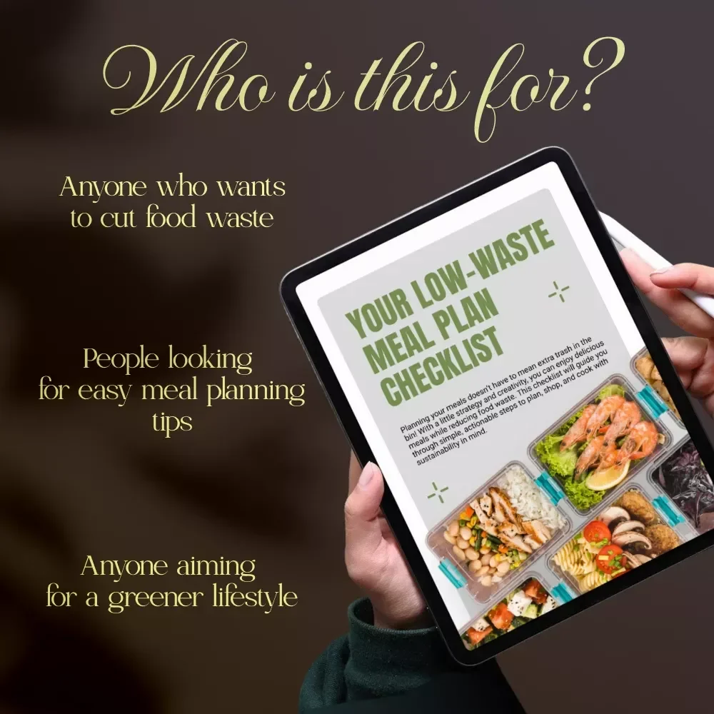 Your Low-Waste Meal Plan Checklist | Digital Download for Sustainable Living, Zero-Waste Kitchen & Weekly Meal Planning