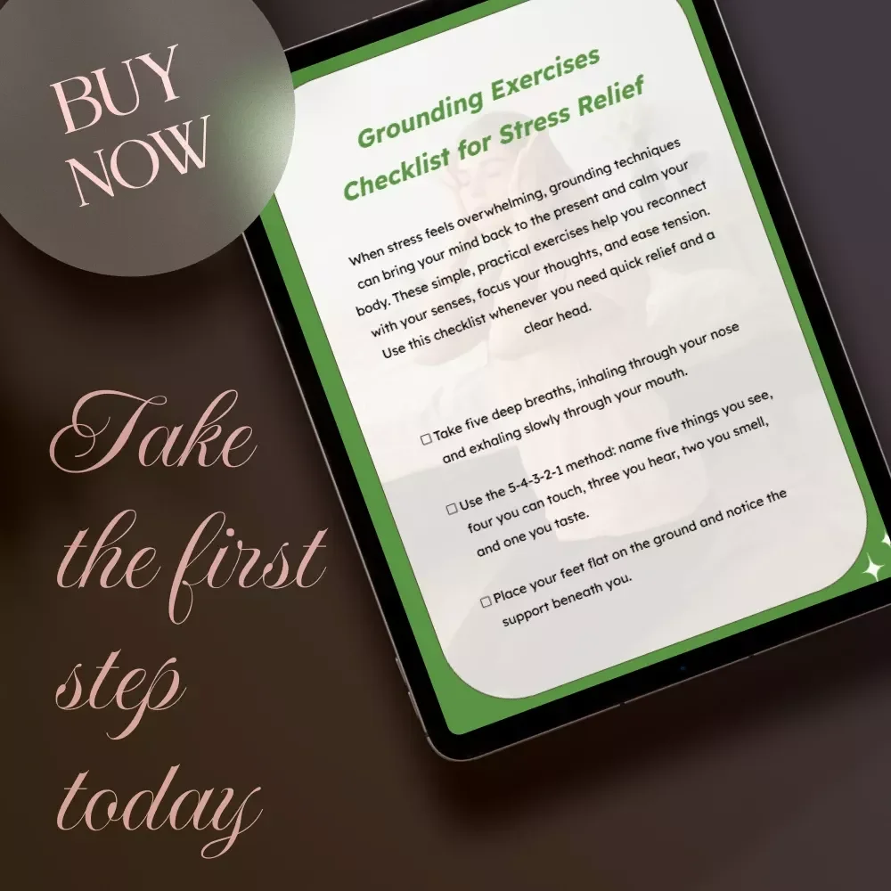 Grounding Exercises Checklist for Stress Relief | Digital Download Anxiety Coping Tools, Printable Mindfulness eBook, Relaxation Techniques PDF