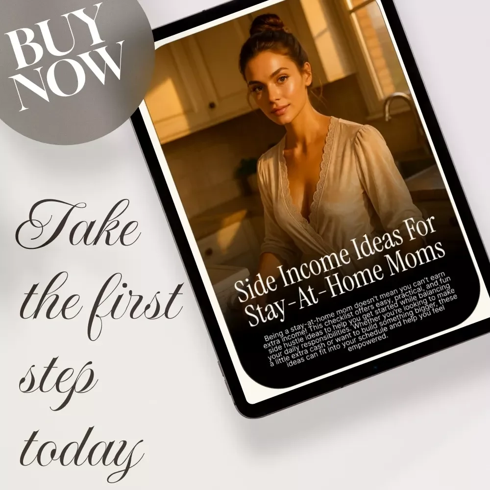 Side Income Ideas for Stay-at-Home Moms Checklist | Work From Home Income Streams, Flexible Jobs & Creative Hustles