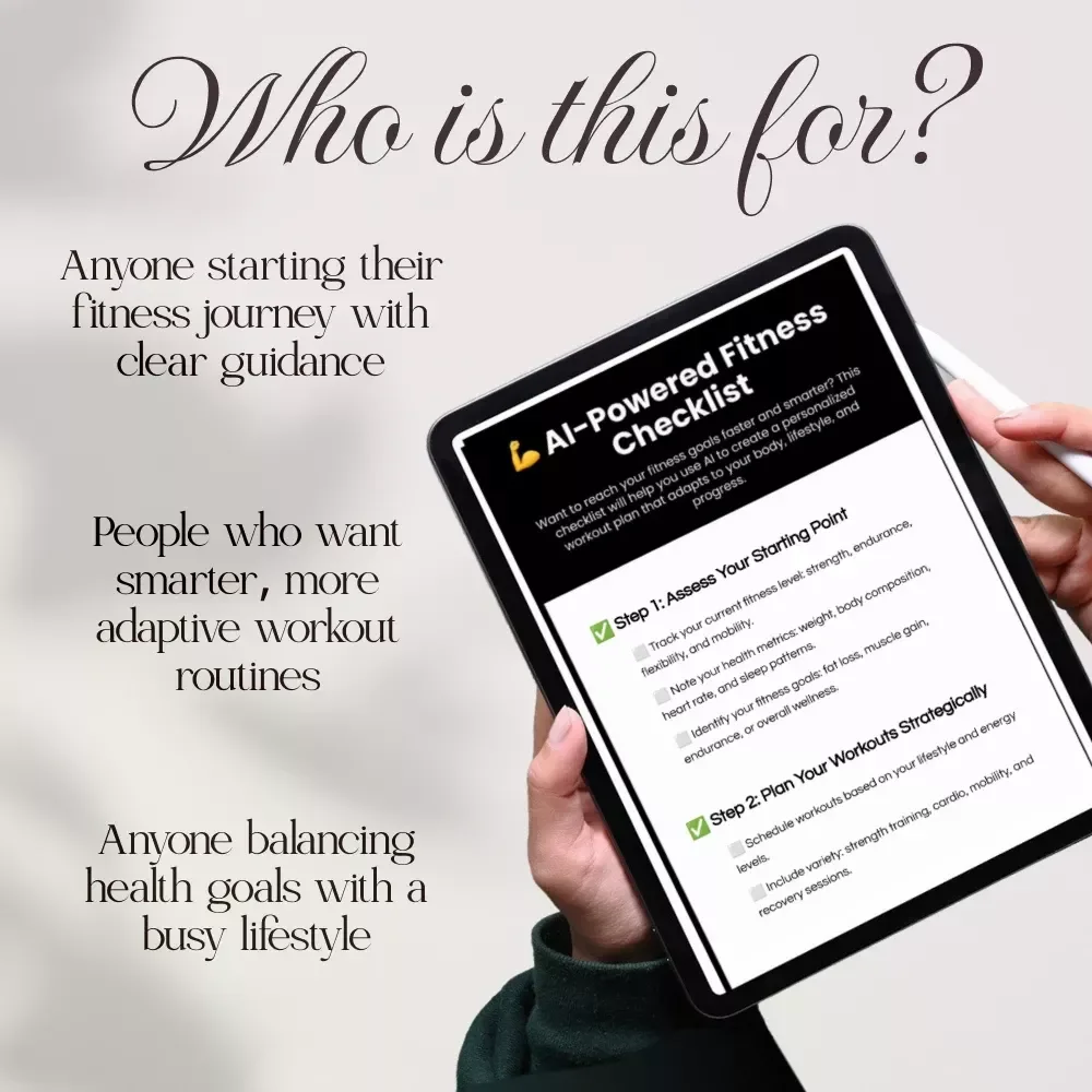 AI-Powered Fitness Checklist | Digital Download Guide, eBook & Printable for Workout Planning, Weight Loss, Muscle Gain & Wellness Goals