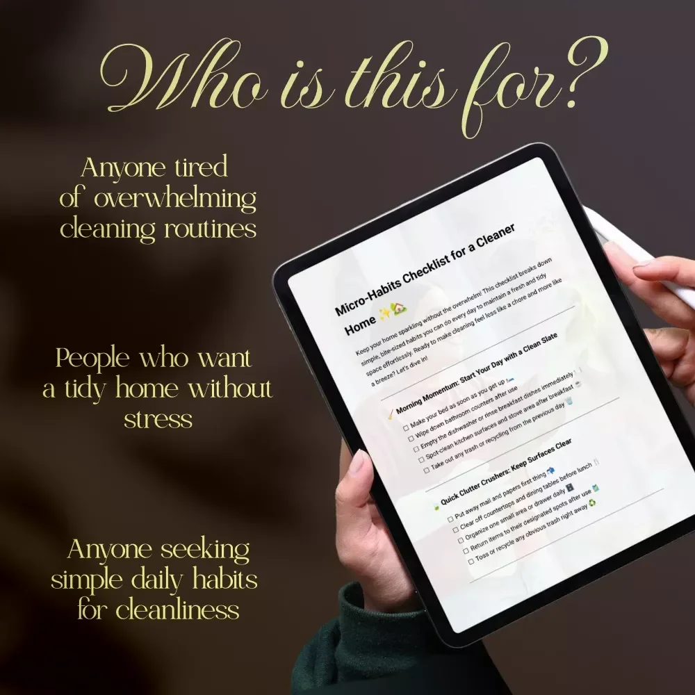 Micro-Habits Checklist for a Cleaner Home | Daily Micro-Habits for a Cleaner Home | Printable Cleaning Routine Digital Download