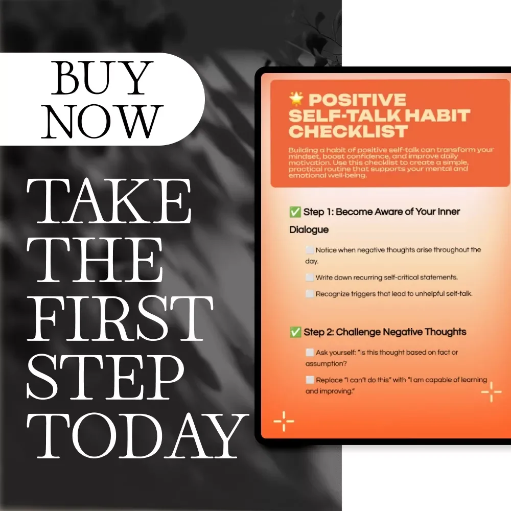 Positive Self-Talk Habit Checklist | Digital Download Guide | Self Love, Mindset Growth, Daily Affirmations, Mental Health Printable