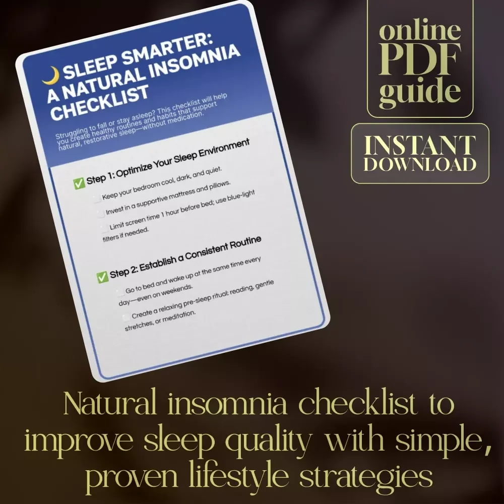 Sleep Smarter: A Natural Insomnia Checklist | Digital Download Guide for Better Sleep, Relaxation, and Restful Nights