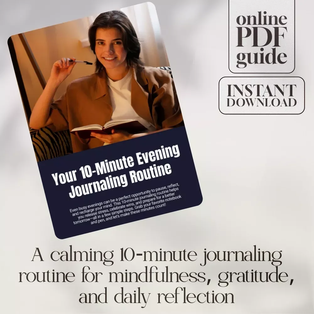 Your 10-Minute Evening Journaling Routine | Printable Checklist for Mindfulness, Gratitude, and Self-Reflection | Digital Download